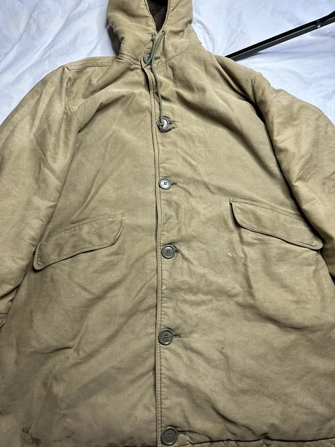 1940'S US Navy Early N-2 Military Deck Parka Made in USA Small Men's S Size Vintage unclear Khaki type Vintage Second Hand