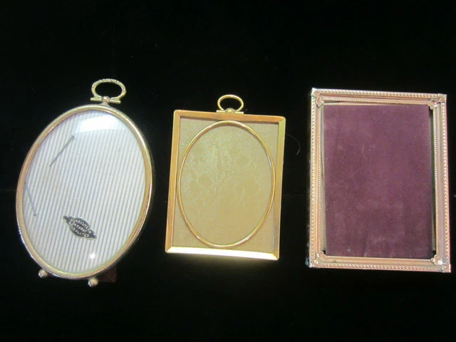 Lot Of 3 Vintage Brass Easel Back Frames As Is