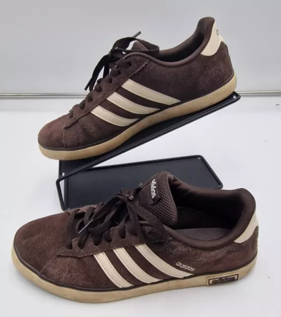 ADIDAS NEO SCARPE da ginnastica comode con lacci marroni pelle