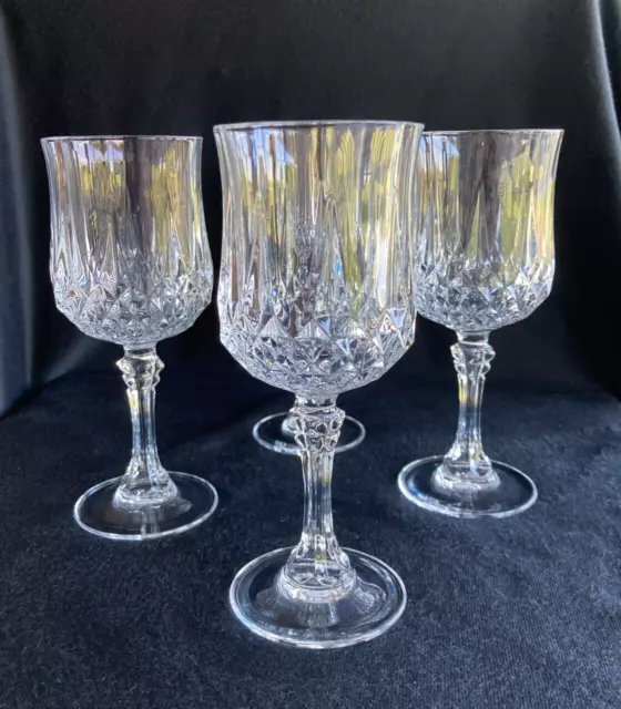 Set of  4 Vintage Cristal D'Arques-Durand Longchamp Crystal Wine Glasses