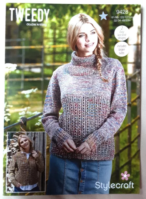 New Original Stylecraft Dk Ladies Sweater &Cardigan 32"-50 Knitting Pattern 9428