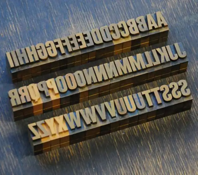 A-Z Alphabet 18mm Plakatlettern Lettern Buchstabenstempel Typo alt Buchstaben