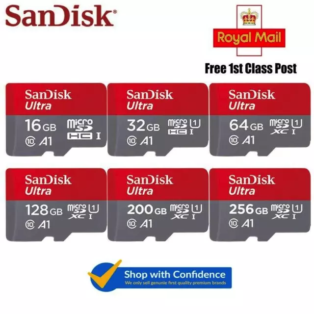 Original SanDisk 16GB 32GB 64GB 128GB Micro SD Speicherkarte Klasse 10 SDHC SDXC TF