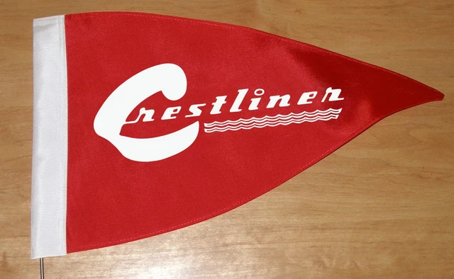 Pennone Bandiera Burgee Vintage Anni 50/60 Con Logo Crestliner Barca - Nuovo Stile USA