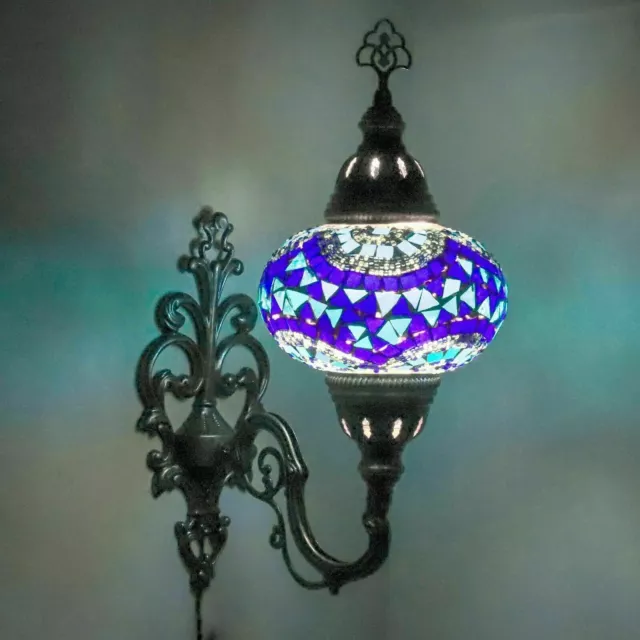 Lampe applique murale Turque en mosaïque Marocaine multicolore Tiffany grande