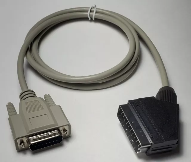 Apple IIGS to RGB SCART Monitor / TV video lead / cable, DB15 male to SCART plug