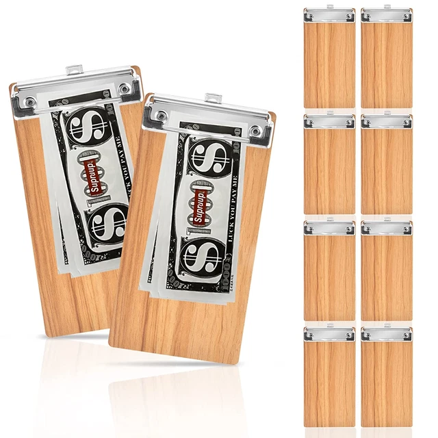 12 Pcs Brown Wood Menu Holders Check Presenters for Restaurants Fiberboard Menu