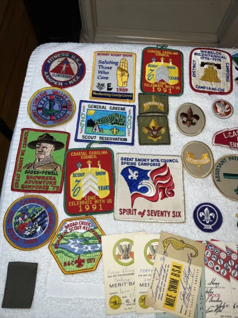Large Scouting Collection Patches Pins Merit Cards Boy Scouts Weblos
