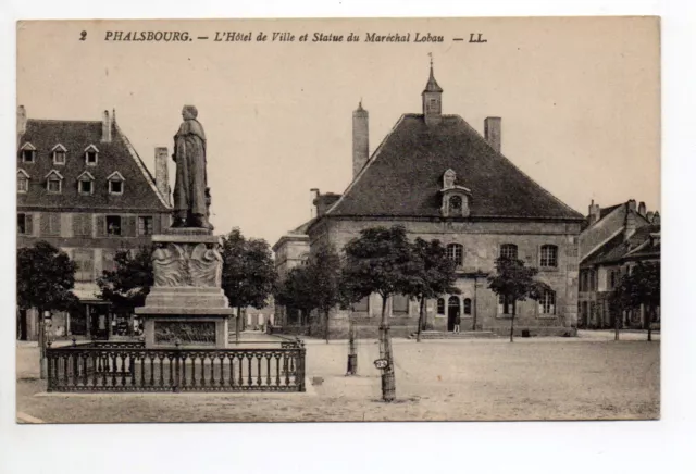 PHALSBURG Pfalsburg Moselle CPA 57 City Hall and Lobau Statue