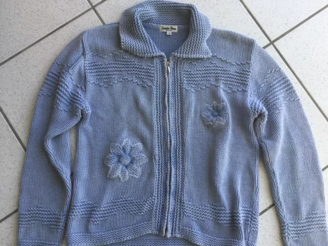Sweater House gilet cardigan coton bleu ciel taille 40/42