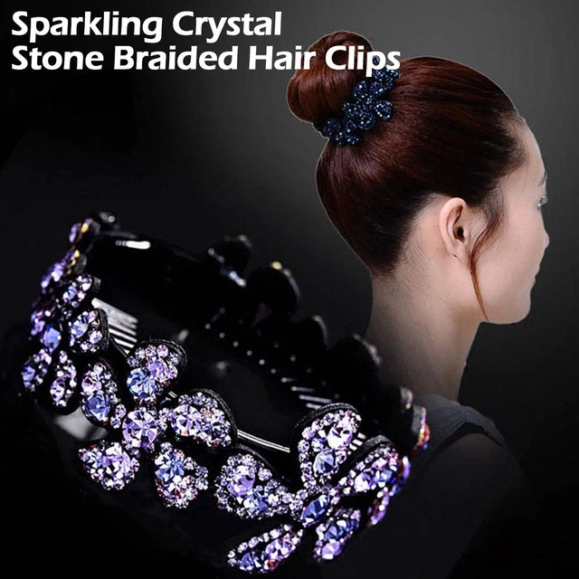 Lady Bird Nest Floral Twist Hair Bun Clip Rhinestone Hairpin Claws Hair D4C2