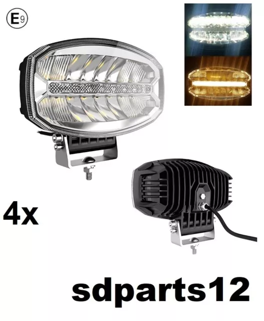 4x Phares LED Longue Portée Feu Diurne Orange E Marque 12-24V pour MAN TGX Euro6