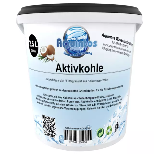 Aktivkohle Filterkohle Kokoskohle Aktivkohlegranulat 1 Liter Körnung 2.36-0.60mm 2