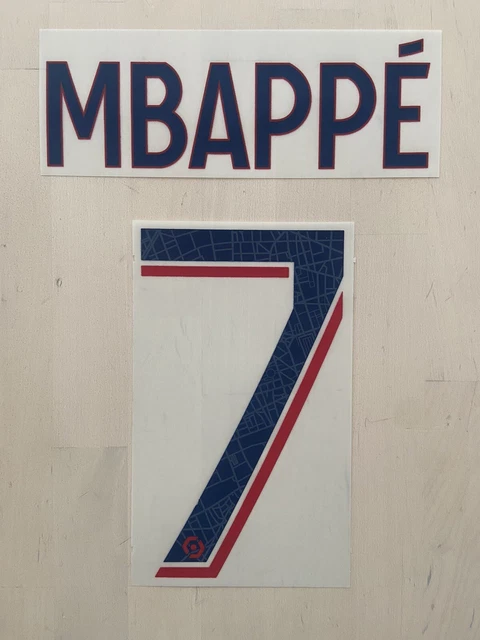 Flocage Officiel PSG 2023/2024 - Nom Mbappé - Adulte - Champion's League - NEUF Sans Emballage