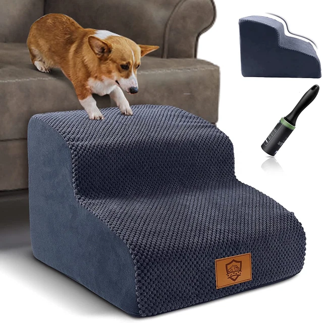 Escaleras para perro Myiosus, 2 pasos escaleras de espuma de alta densidad para mascotas, escalones para perro para sofá cama