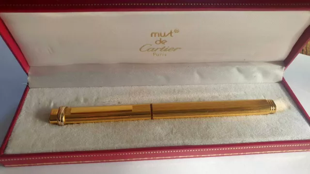 Must de Cartier Vendome Trinity Oval Gold Plated Ballpoint Pen VGC