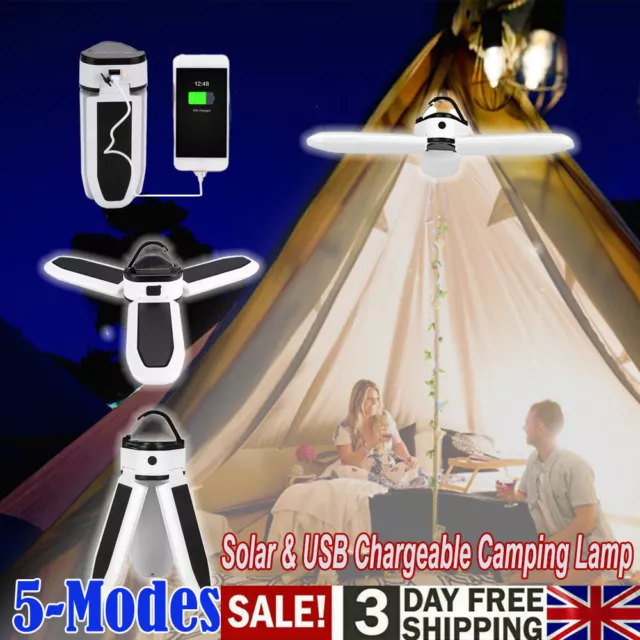 1-4x USB Rechargeable LED Bulb Lights Solar Powered Camping Tent Lamp Outdoor UK