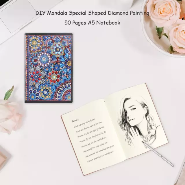 DIY Mandala Special Shaped Diamond Painting 50 Pages A5 Notebook Diary Book Gift