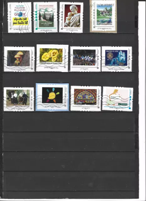 Lot n°1 : 1 lot de 12 timbres collector oblitérés, thèmes divers