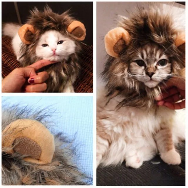 Creative Cute Pet Costume Lion Mane Wig Hat for Dog Cat Funny Dress Up Chri*_*