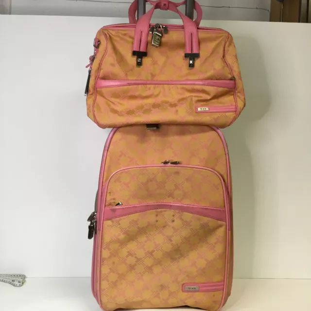 Tumi 3 Piece Luggage Travel Set: 2 Wheel Pull Behind, Carry On Crossbody Bag, +1