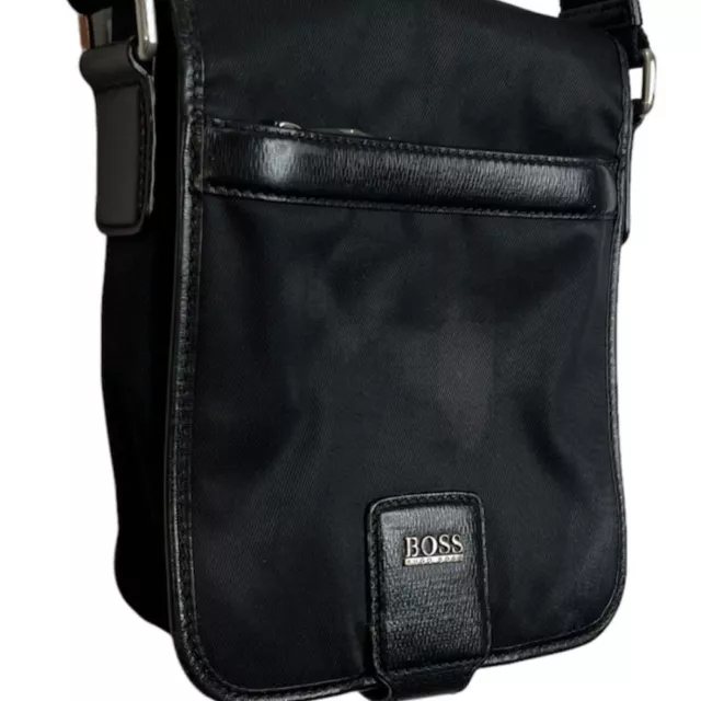 BOSS Hugo Boss black crossbody flap messenger bag