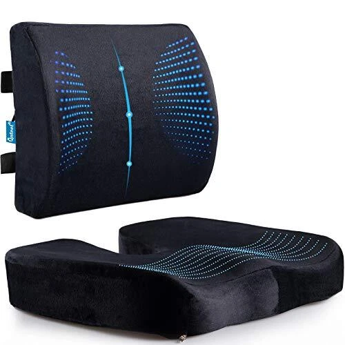 Memory Foam Seat Cushion & Lumbar Support Pillow for Office Chair Car Wheelchair