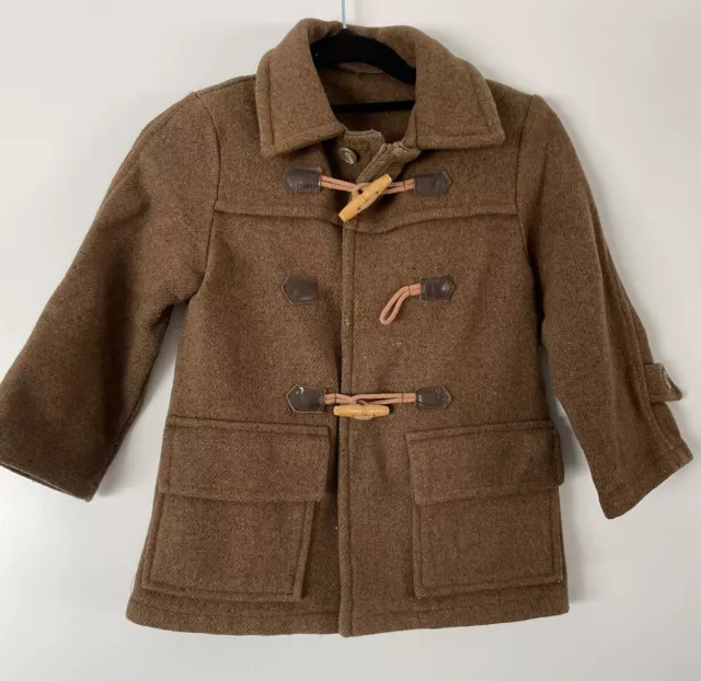 Vintage Norwellan Bluey Duffle Coat - Kids/Junior - Size 4 - Brown - Wool - Hood