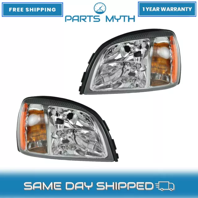 New Headlights Headlamps Left & Right Set For 2000-2002 Cadillac Deville