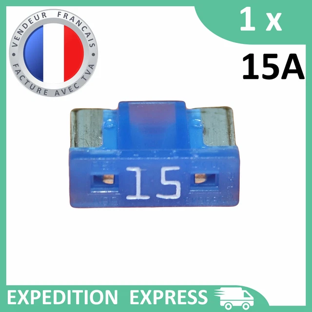 1 mini fusible 15A auto moto à lame low profile bleu