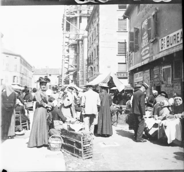 BOURG EN BRESSE 1909 - Négatif Verre - Jour de Marché - 1605