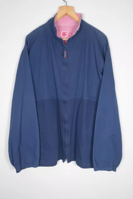 Womens DEAL Full Zip Smock Jacket Blue Oversized Drill Chore XL