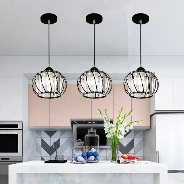 3X Crystal Kitchen Pendant Lighting Bar Ceiling Light Dining Room Pendant Lights