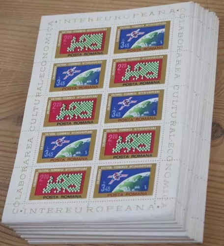 1974 Rumänien; 100 Kleinbögen INTEREUROPA, **/MNH, MiNr. 3189/90, ME 1200,-