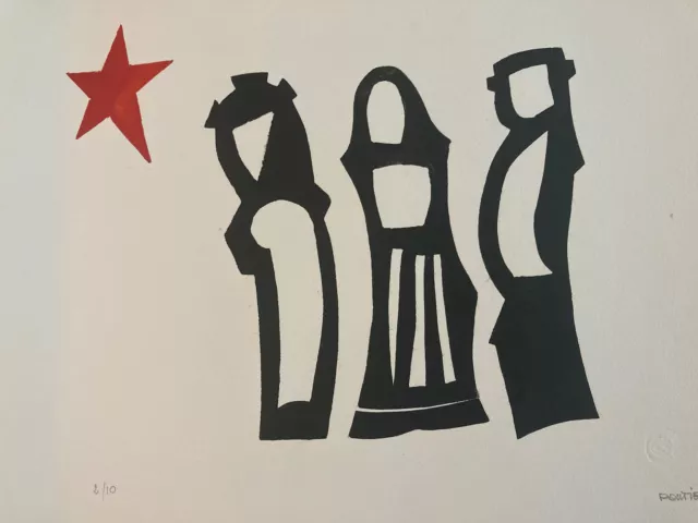 Muy Bonito Litografía Grabado Rois Magos Estrella De La Tarde Firmado Lápiz 1990