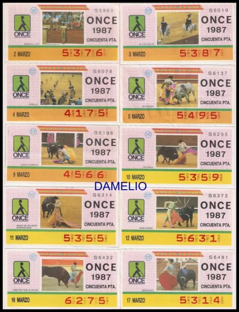 17 Cupones Once Año 1987 Tema (Tauromaquia) Estado Buenos