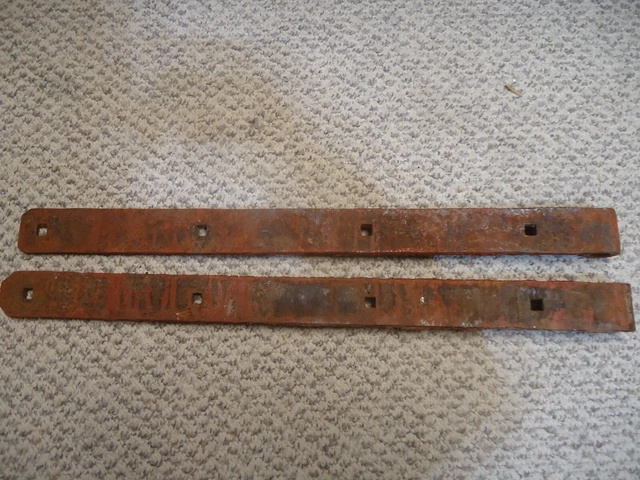 Two Antique Wrought Iron Hand Forged Barn Door Strap Hinges 28 1/2" 3