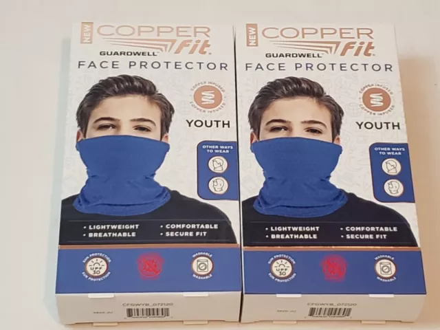 2 Guardwell Copper Fit Face Protector Youth Blue