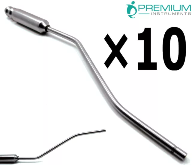 10× Dental Oral Saliva Ejector Suction Handpiece Angled Tip Premium Instruments