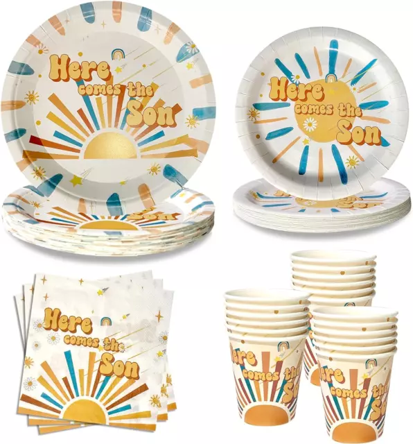 Here Comes the Son Baby Shower Decorations Include Paper Plates Napkins Cups, Di