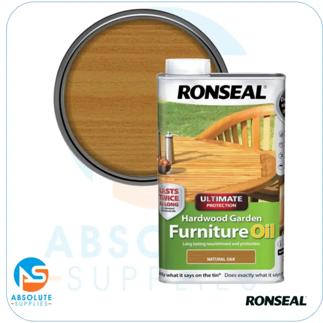Ronseal UHWGFOO1L 1 litro olio per mobili da giardino in legno duro protezione definitiva - rovere