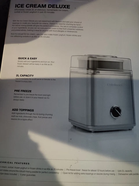 Cuisinart Ice Cream Deluxe Ice Cream Maker Brand New In Box BNIB