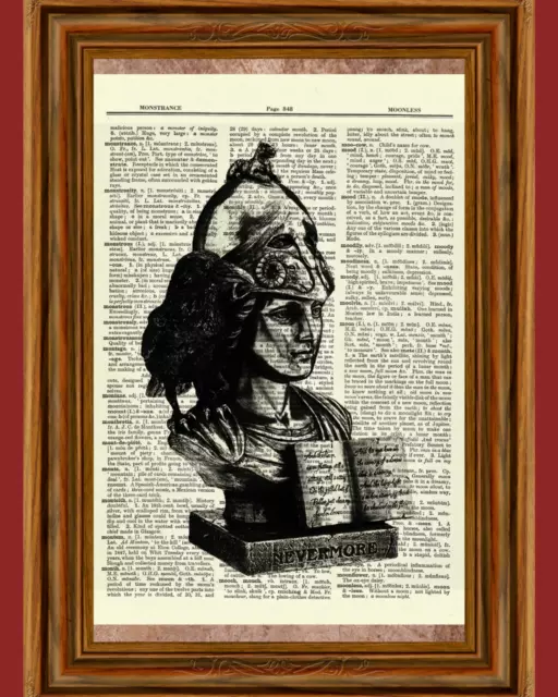 Bust of Pallas Raven Edgar Allan Poe Dictionary Art Print Picture Statue Athena
