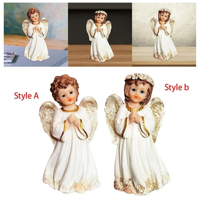 Statue de s en prière, figurine d'ange en résine vintage, sculpture de
