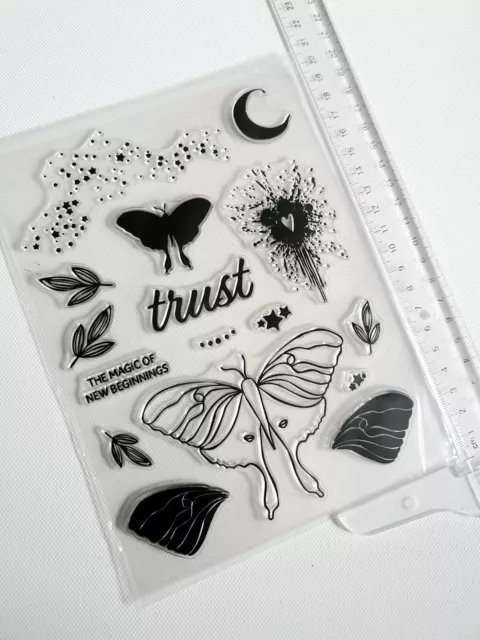 Clear large silicone stamps Butterfly craft mixed media scrapbooking card making