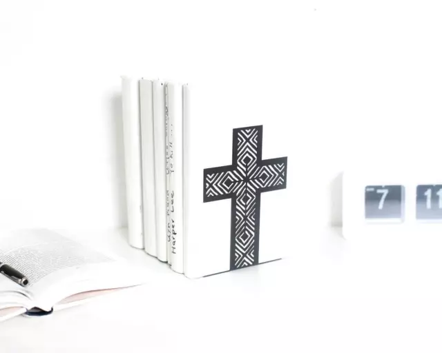 Sujetalibros de metal Cross negro // decoración funcional de metal para el...