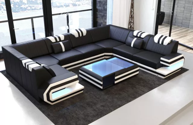 Leather Interior Design Corner Couch Designersofa Sofa Modern Ragusa U Shape LED