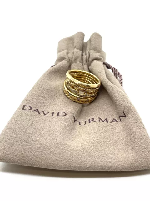DAVID YURMAN 'STAX' Diamond 18K Gold Wide Ring (Pouch)- Retail $4400 $1 ...