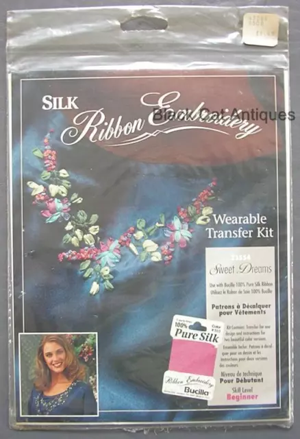 Bucilla Silk Ribbon Embroidery Wearable Transfer Kit Sweet Dreams No. 33554