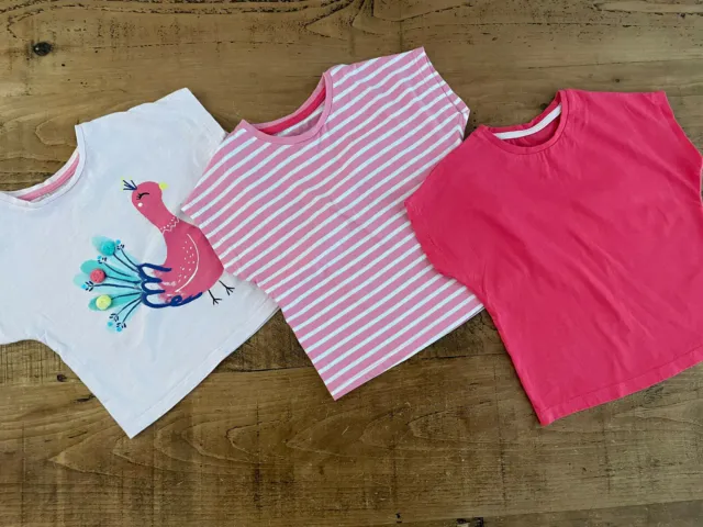 Girl age 2-3 years Marks and Spencer 3 Pink White Short Sleeve T-shirts Flamingo